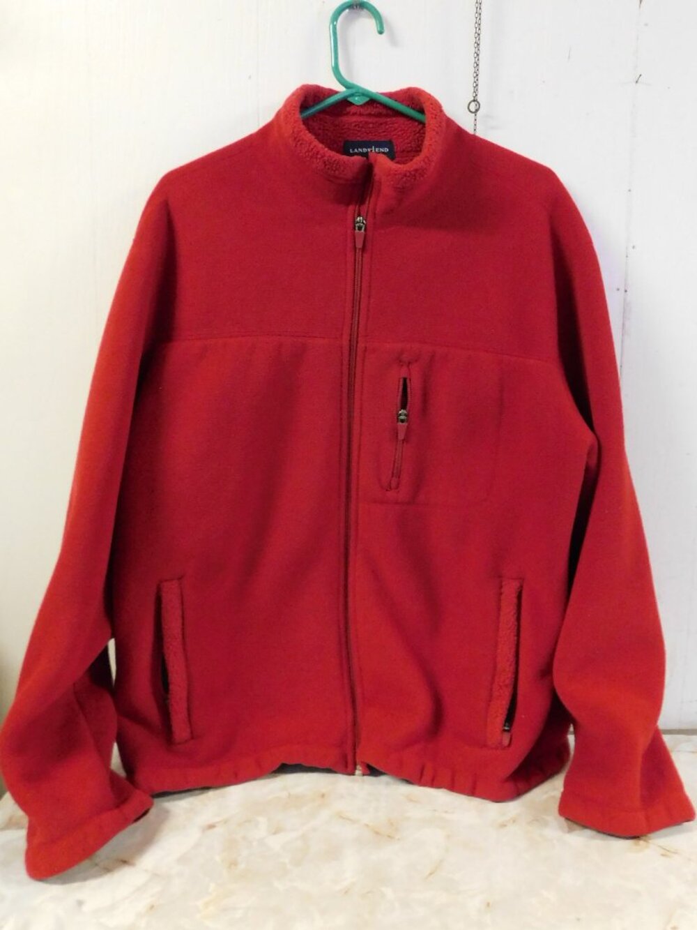 Lands End Fleece Jacket with Inside Sunglass / Phone Pockets sz L 42-44